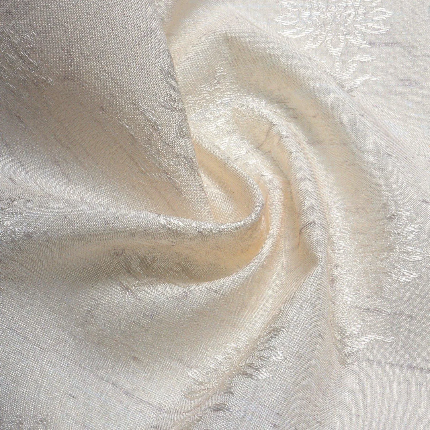 Woven beige curtain fabric with subtle pattern – Themes Furnishings