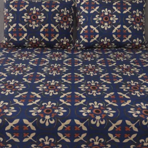 Premium navy bedsheet fabric with subtle pattern – Themes Furnishings