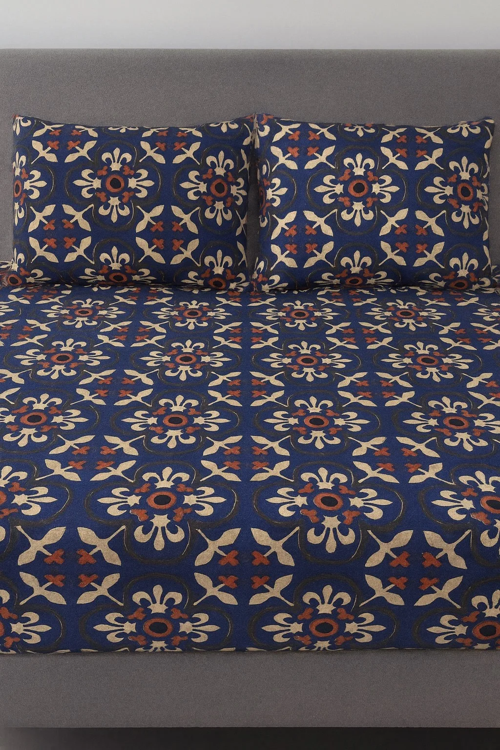 Premium navy bedsheet fabric with subtle pattern – Themes Furnishings