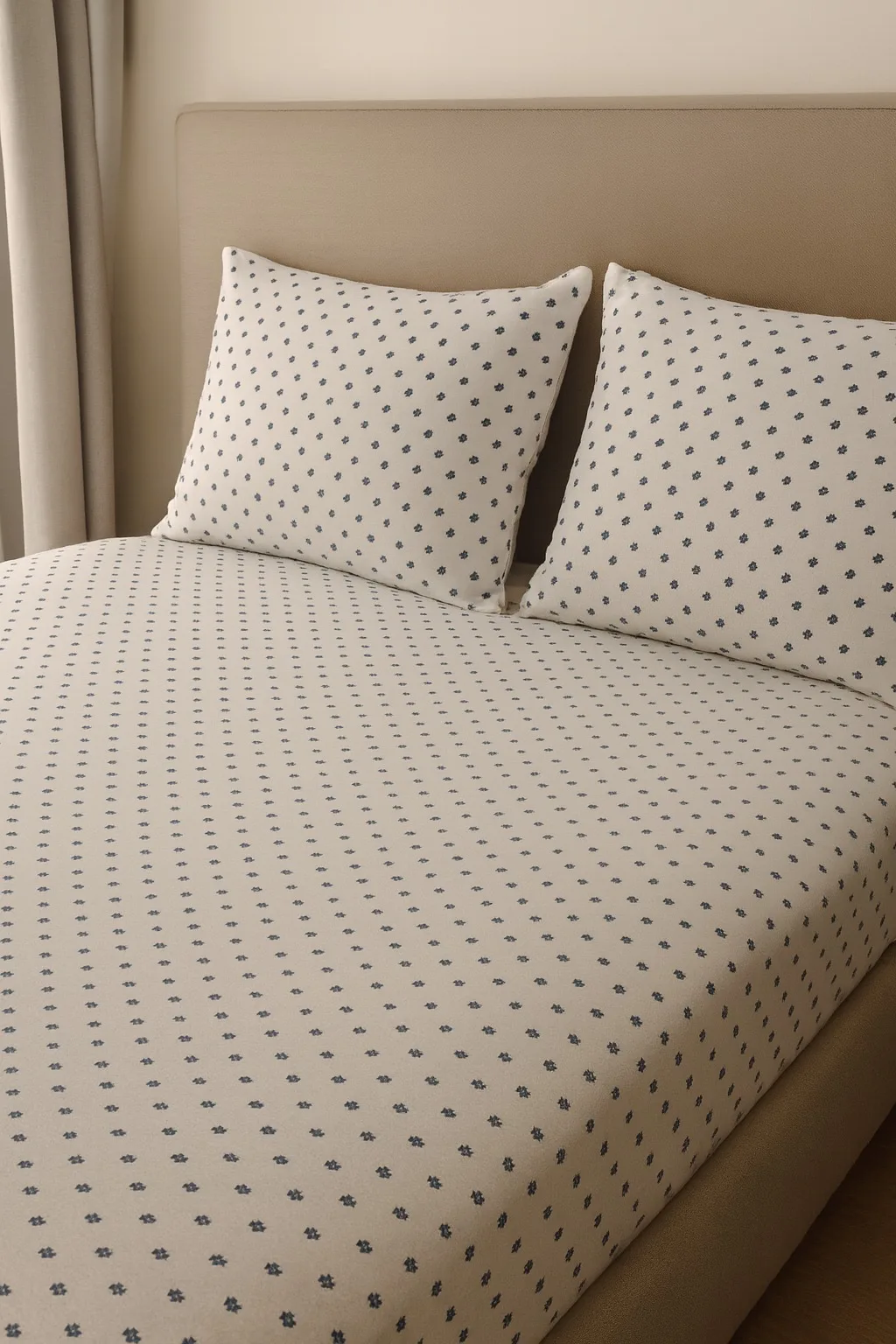 Botanica10 Woven beige bedsheet fabric with subtle pattern – Themes Furnishings