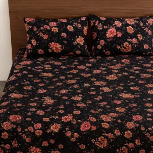 Soft black bedsheet fabric with subtle pattern – Themes Furnishings