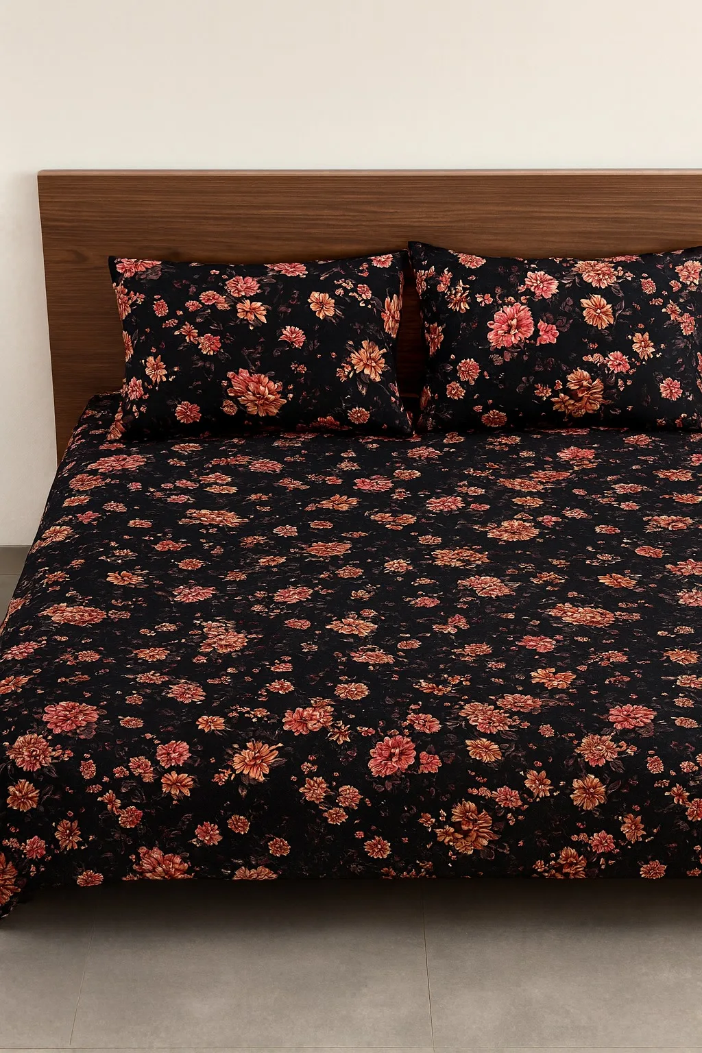 Botanica13 Soft black bedsheet fabric with subtle pattern – Themes Furnishings