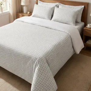 Elegant grey bedsheet fabric with subtle pattern – Themes Furnishings