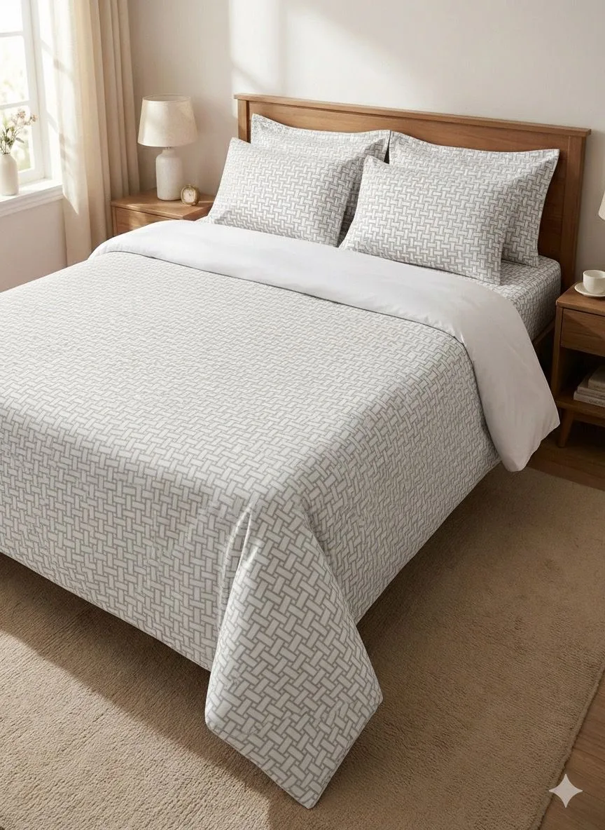 Elegant grey bedsheet fabric with subtle pattern – Themes Furnishings