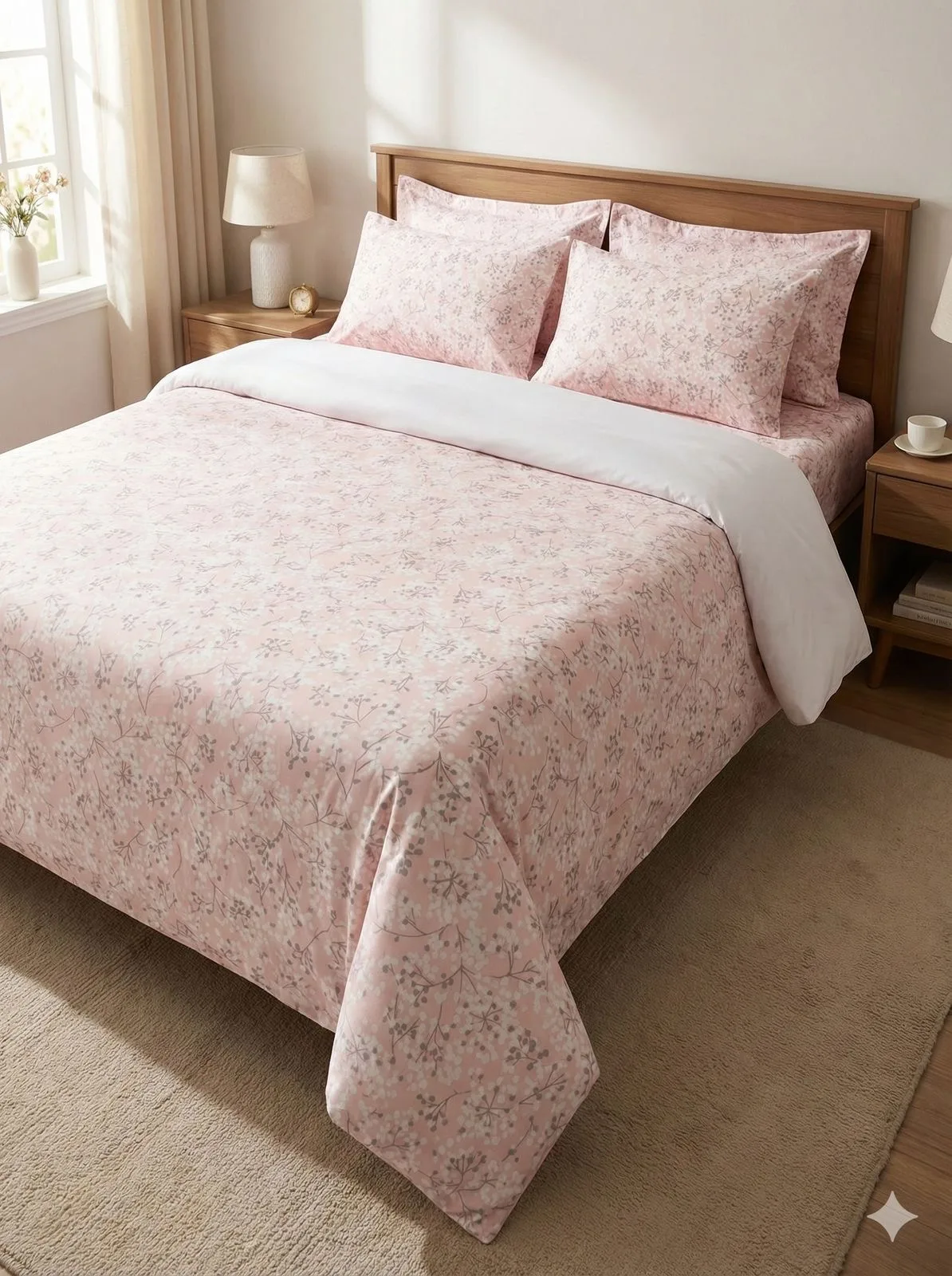 Woven pink bedsheet fabric with subtle pattern – Themes Furnishings