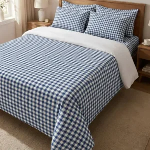 Soft blue bedsheet fabric with subtle pattern – Themes Furnishings
