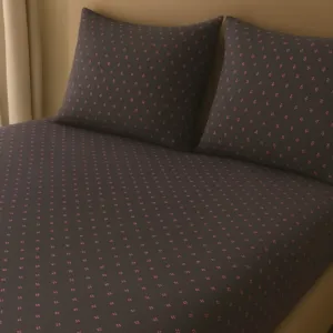 Woven purple bedsheet fabric with subtle pattern – Themes Furnishings