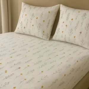 Soft white bedsheet fabric with subtle pattern – Themes Furnishings
