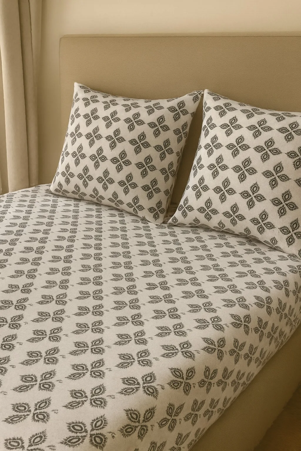 Premium white bedsheet fabric with subtle pattern – Themes Furnishings
