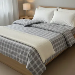Elegant grey bedsheet fabric with subtle pattern – Themes Furnishings