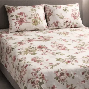 Textured pink bedsheet fabric with subtle pattern – Themes Furnishings