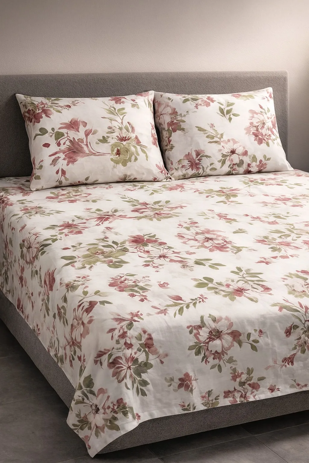 Textured pink bedsheet fabric with subtle pattern – Themes Furnishings