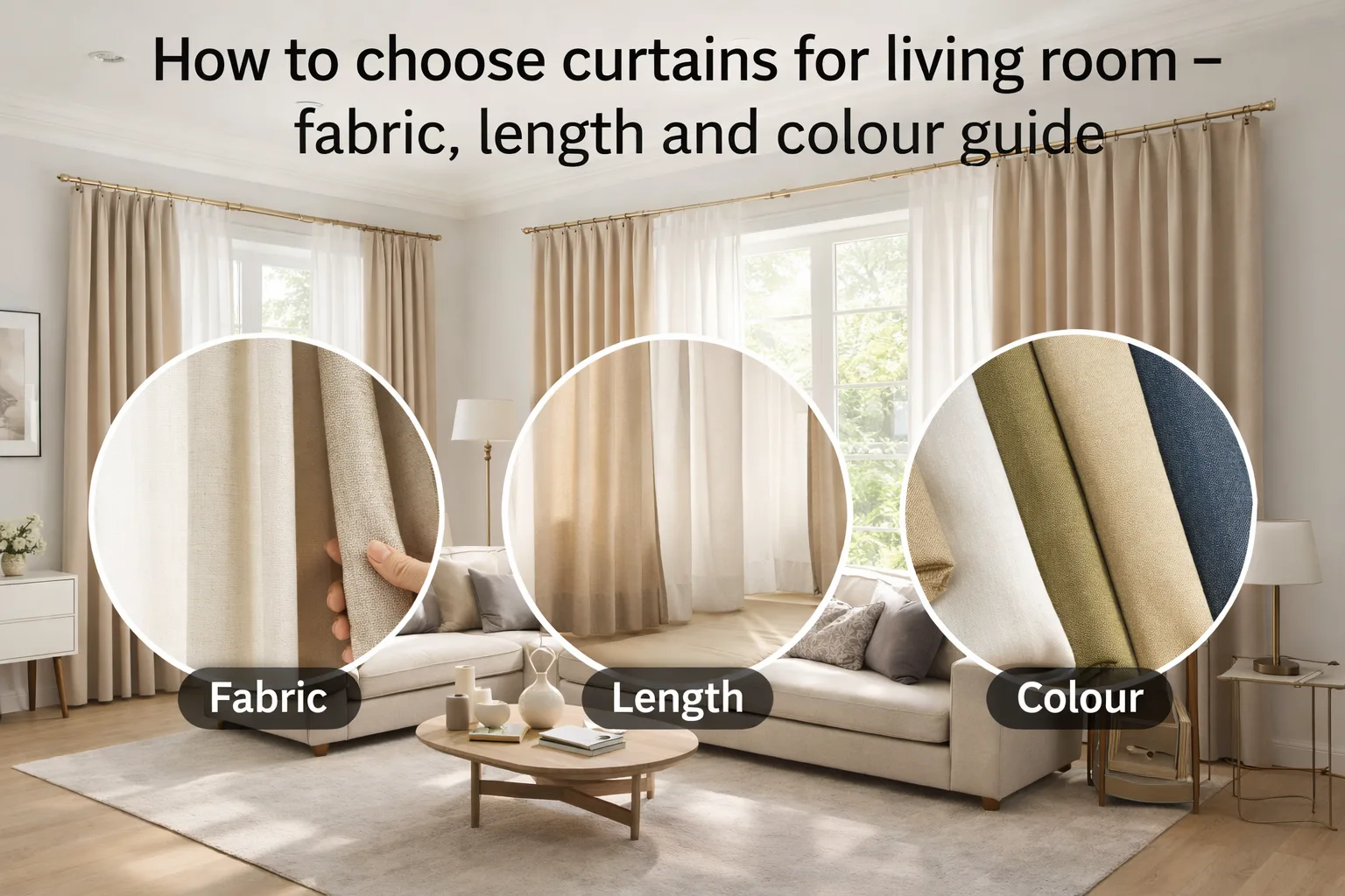 How to choose curtains for living room – fabric, length and colour guide