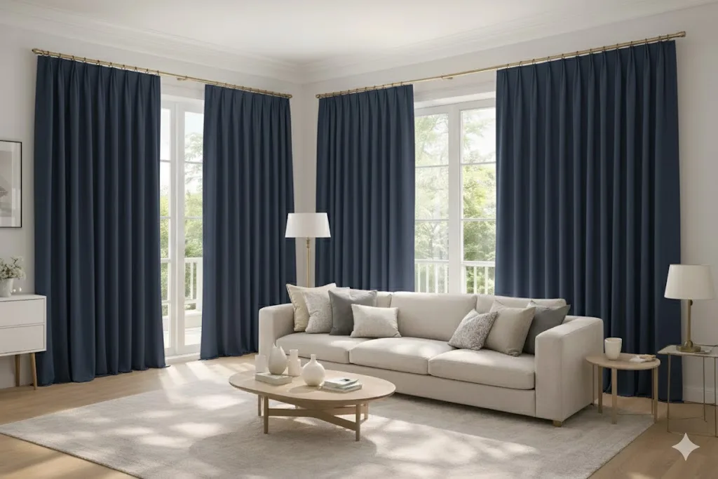 Main curtains in a living room blocking light