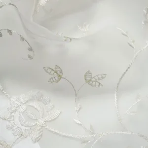 Ivory Tonal Embroidered Sheer Curtain