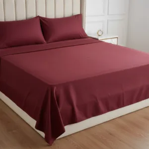 Burgundy 600TC Plain Bedsheet Set | King & Queen