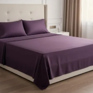 Plum Purple 600TC Plain Bedsheet Set | King & Queen
