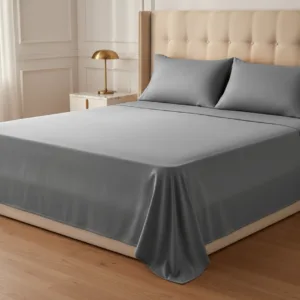 Slate Grey 600TC Plain Bedsheet Set | King & Queen
