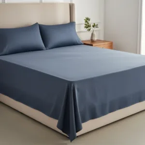 Steel Blue 600TC Plain Bedsheet Set | King & Queen