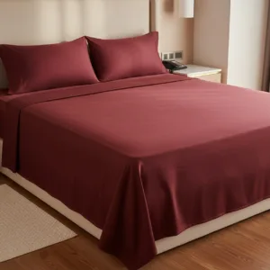 Dark Wine 600TC Plain Bedsheet Set | King & Queen